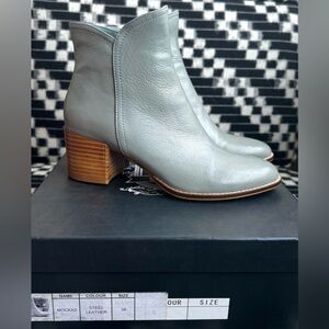 Silent D ankle boots in a sweet pale blue. Inside zippers, supple leather.